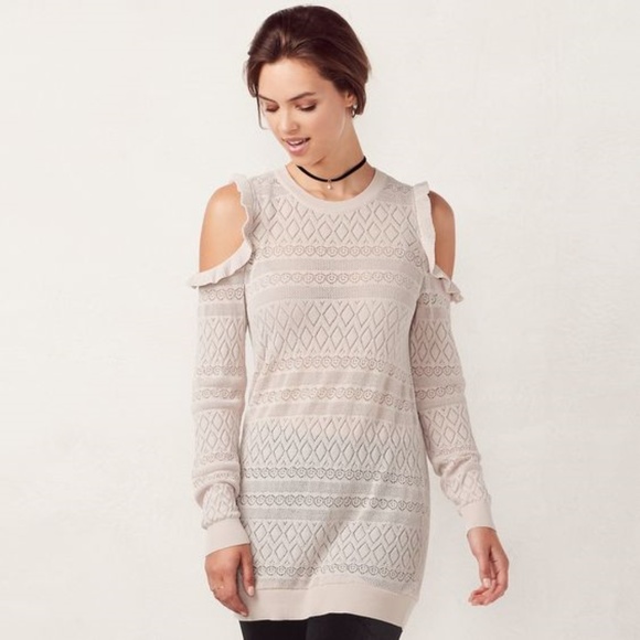 LC Lauren Conrad Sweaters - LC Lauren Conrad Pointelle Cold-Shoulder Sweater